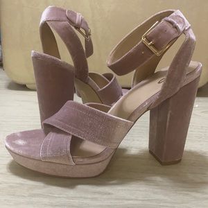 Mix No 6 Lilac Faux Suede Platform Strappy Sandals